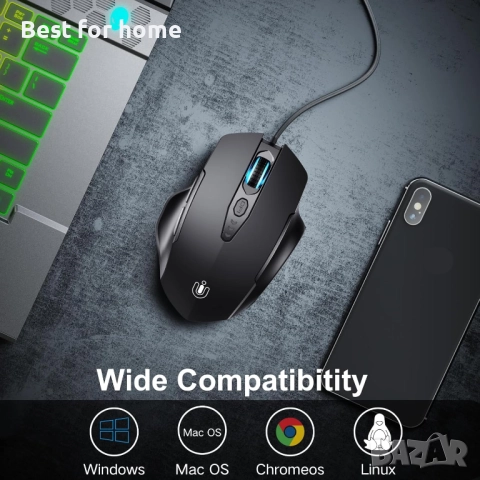 Геймърска мишка Uineer RGB – 7200 DPI, Програмируеми бутони, Ергономична, снимка 5 - Клавиатури и мишки - 52966299