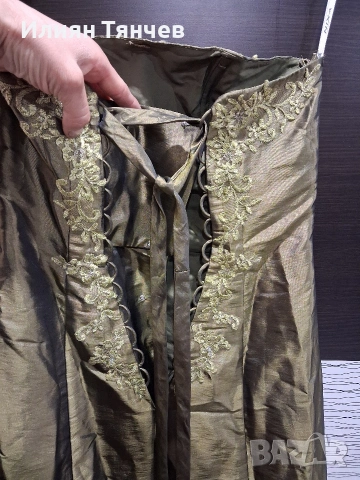 официялна бална рокля сатен маслено зелено, снимка 8 - Рокли - 47630558