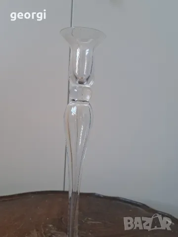 стъклен свещник   5/1, снимка 2 - Антикварни и старинни предмети - 49077127