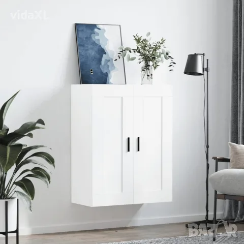 vidaXL Стенен шкаф бял 69,5x34x90 см инженерно дърво, снимка 3 - Бюфети - 56148147