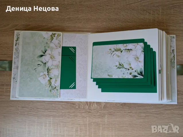 Ръчно изработен сватбен албум за снимки и сватбена картичка, снимка 6 - Сватбени аксесоари - 49736471