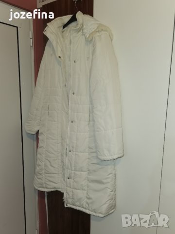 Бяло дълго зимно шушляково яке, снимка 2 - Якета - 42842125