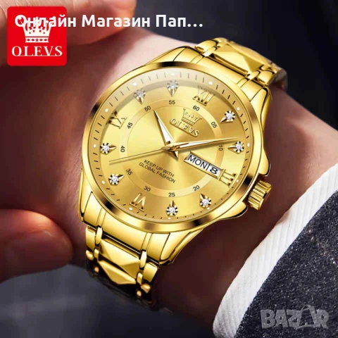 OLEVS 2906 Луксозен Мъжки Кварцов Часовник с Календар, снимка 4 - Мъжки - 54211710