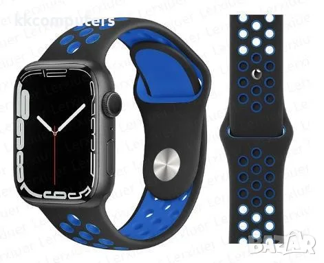 Coteci силиконова спортна каишка W12 за Apple Watch 42/44/45/49mm /Син-Черен/ Баркод : 3131323