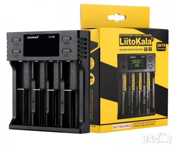 Смарт Зарядно Liitokala Lii-S4 LiFePO4:26650,21700,20700,18650,18490,18350,17670,17500,16340(RCR123), снимка 4 - Аксесоари за електронни цигари - 37639974