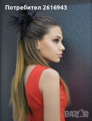 Скрънчи с щраусови пера от сатен, снимка 4 - Аксесоари за коса - 36062439