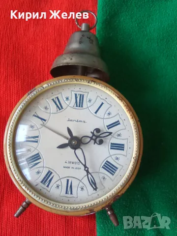 JANTAR MADE in USSR Стар РУСКИ БУДИЛНИК МЕХАНИЧЕН НАСТОЛЕН ЧАСОВНИК ЯНТАР СССР 43628, снимка 18 - Антикварни и старинни предмети - 44466469