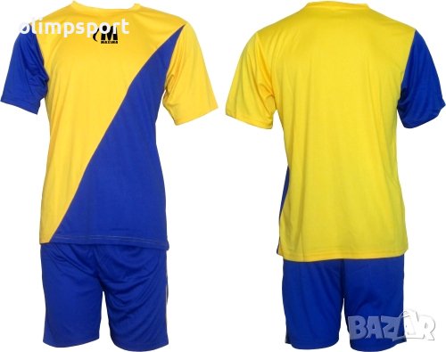 Екип за футбол/ волейбол/ хандбал, фланелка с шорти тъмно синьо и жълто. 