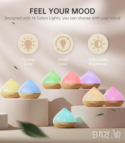 RGB 500ml Арома Дифузер с дистанционно, 7 RGB цвята, снимка 5 - Овлажнители и пречистватели за въздух - 48356289