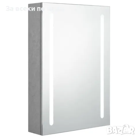 LED Шкаф С Огледало За Баня, Бетонно Сив, 50x13x70 См, снимка 8 - Шкафове - 48431805