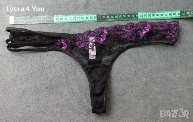 Besired XL черна тюлена прашка с ластици странично и лилава бродерия, снимка 6 - Бельо - 40501522