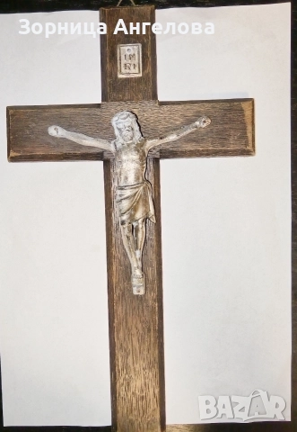 Старинен посребрен немски католически стенен кръст – Franz Fengler, Breslau (1890–1925)