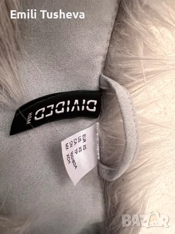 Стилно пухкаво палто в сиво H&M, снимка 8 - Палта, манта - 48841379