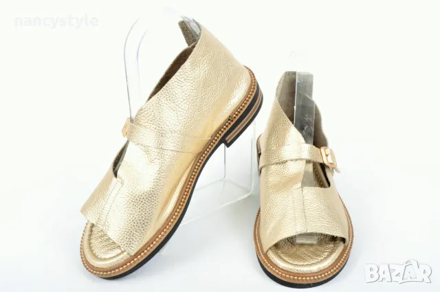 СЕЗОН'25! Ефектни ниски дамски сандали от естествена кожа - Два цвята, снимка 3 - Сандали - 49783767