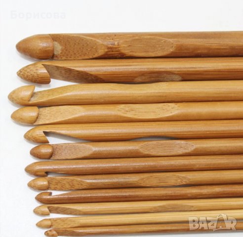12 бр бамбукови куки за плетене на една кука, снимка 2 - Други инструменти - 31778507