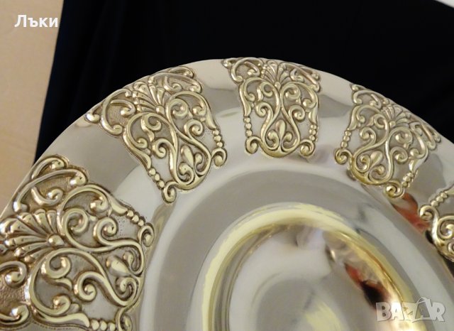 Посребрена бронзова фруктиера,уникални релефни орнаменти. , снимка 5 - Антикварни и старинни предмети - 35649249