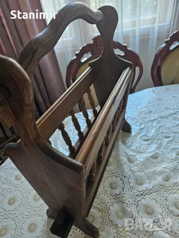 Дървена поставка за вестници, списания, плочи , снимка 2 - Антикварни и старинни предмети - 55962779