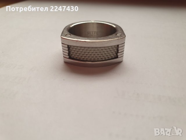 Оригинален стоманен пръстен с карбон SETTE, снимка 2 - Пръстени - 31877858