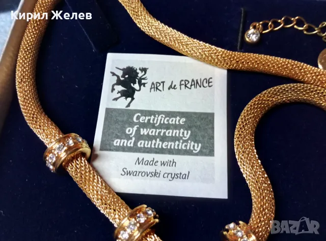 AdF ФРЕНСКО КОЛИЕ с Кристали СВАРОВСКИ SWAROVSKI и 24 КАРАТА ГАРАНТИРАНА ПОЗЛАТА БУТИКОВО БИЖУ 48342, снимка 2 - Колиета, медальони, синджири - 47597820