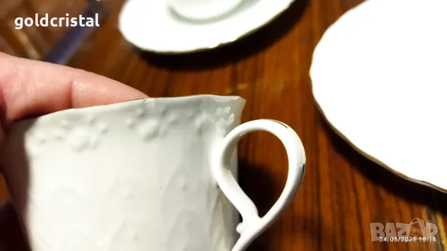 Стар български костен порцелан Бононя Ралица чаши за чай , снимка 5 - Антикварни и старинни предмети - 50425726