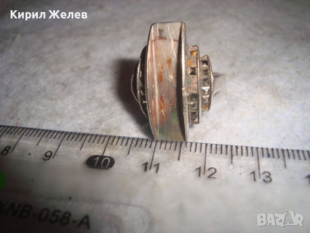 СТАР СРЕБЪРЕН АРТ ПРЪСТЕН СРЕБРО 925 с МАРКАЗИТИ 27560, снимка 6 - Пръстени - 36776617