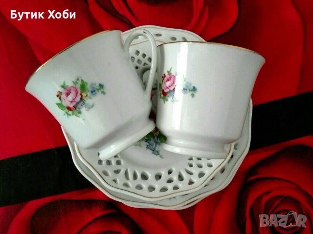 Сервиз за двама от дантелен рязан порцелан, снимка 11 - Антикварни и старинни предмети - 33817030
