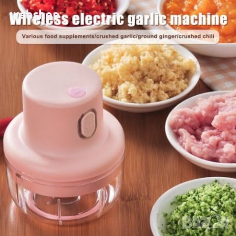 Домашен електрически безжичен мини кухненски чопър 250ml за месо,чесън зеленчуци и др., снимка 5 - Чопъри и пасатори - 40678508