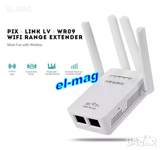  БЕЗЖИЧЕН РУТЕР РЕТЛАНСЛАТОР PIX-LINK LV-WR09 WiFi, снимка 3 - Рутери - 38373218