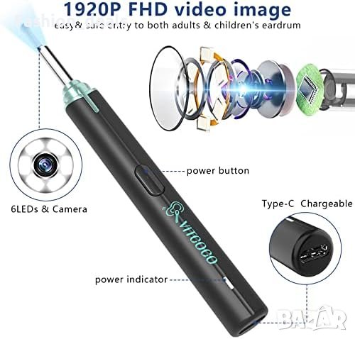 Нова 1920P HD Камера за Почистване на Уши VITCOCO с 6 LED светлини", снимка 6 - Други - 42702028
