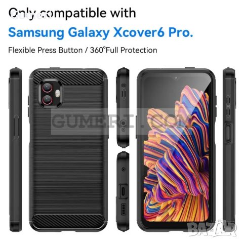 Samsung Galaxy Xcover 6 Pro Противоударен Силиконов Гръб - Карбон, снимка 5 - Калъфи, кейсове - 42209208