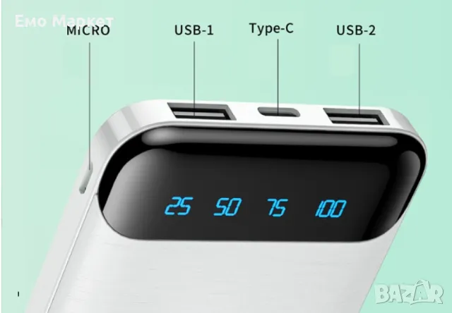 Преносима батерия KLGO KP-89 POWER BANK, 10000/20000mAh с LED дисплей , снимка 2 - Външни батерии - 49380200