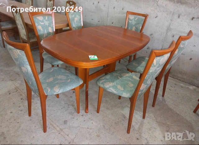 Комплект масивна разтегателна маса с 6 стола, снимка 2 - Маси - 54016603