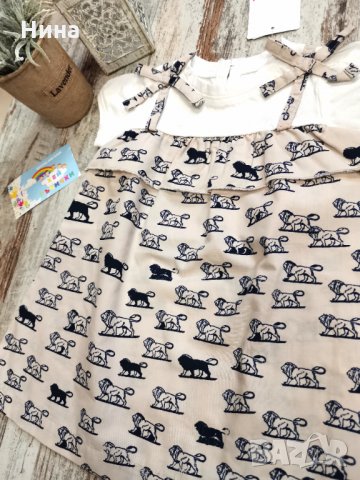 Бебе рокля с лъвчета , снимка 2 - Бебешки рокли - 32095359
