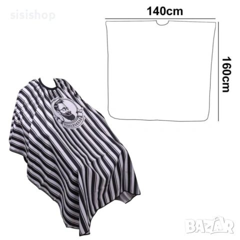 Професионална фризьорска престилка BARBERSHOP – Зелено райе 3772, снимка 6 - Други стоки за дома - 53984449