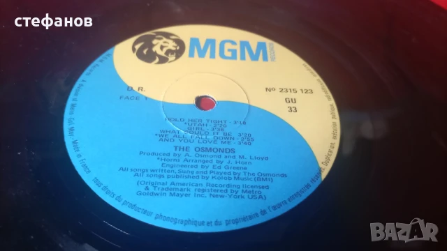 Дългосвиреща грамофонна плоча на THE OSMONDS „CRAZY HORSES”, Франция, снимка 5 - Грамофонни плочи - 50683445