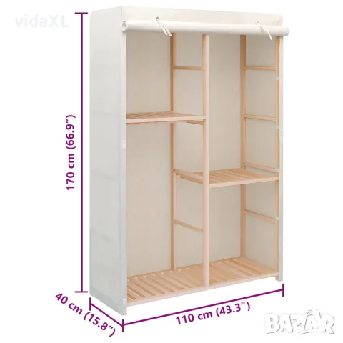 vidaXL Гардероб за дрехи с 3 рафта, 110x40x170 см, снимка 6 - Гардероби - 56146472