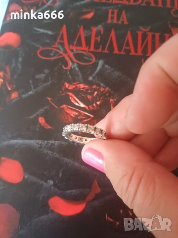 Сребърен пръстен с камъчета., снимка 4 - Пръстени - 52545882