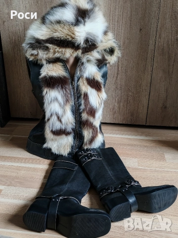 Кожен двулицев елек М +ботуши STRADIVARIUS 39н, снимка 7 - Елеци - 52824491