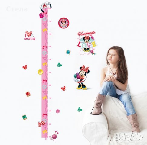 Детски стенен стикер Мини Маус със скала за измерване ръсна на детето , снимка 4 - Други - 31342717