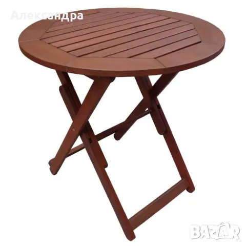 Маса сгъваема Muhler Meranti - Ø70xH74cm, дърво, снимка 1