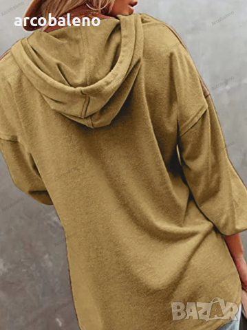 Дамско горнище с качулка Ежедневен свободен едноцветен суичър, 4цвята , снимка 17 - Суичъри - 44793379