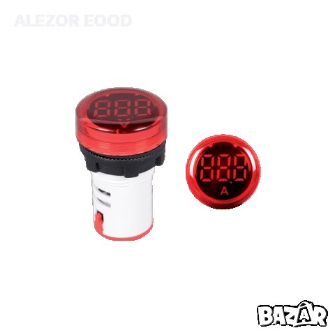 Амперметър дигитален, AC 0-100A, Кръгъл 22mm, 20212802