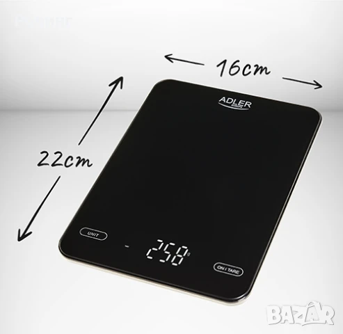 КУХНЕНСКА ВЕЗНА /АКУМУЛАТОРНА/ ADLER AD 3177B/5414-, снимка 4 - Електронни везни - 50712314