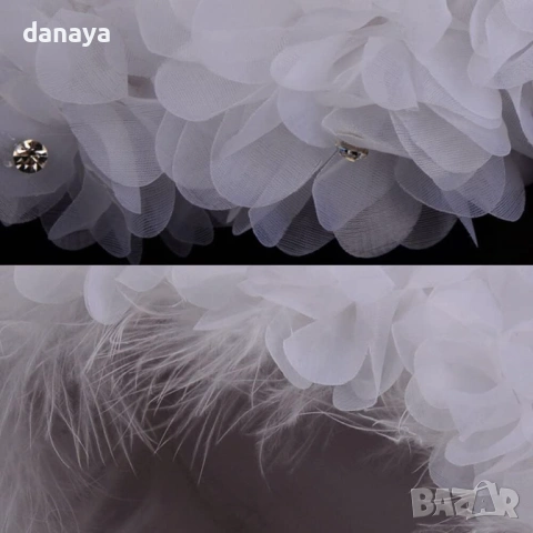 6503 Бяла сватбена кошница за цветя и късмети за хвърляне, 23 см, снимка 5 - Сватбени аксесоари - 54039186