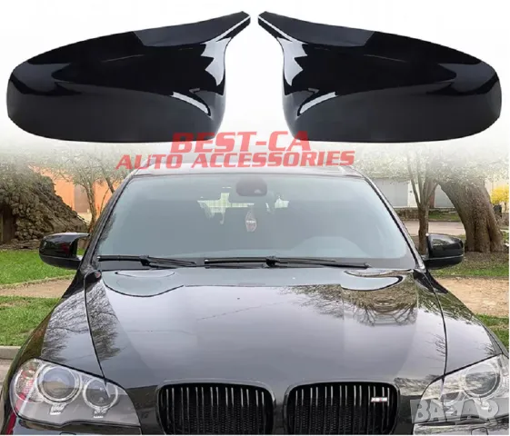 Капаци за огледала със щипки черен пиано лак Batman Style подходящи за BMW X5 E70 X6 E71 E72