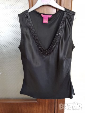 Черен топ коприна М, снимка 1
