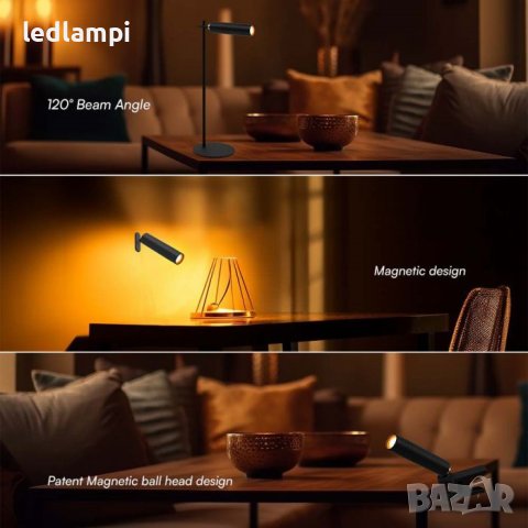 Настолна LED Магнитна Лампа 3W Черна Неутрално Бяла Светлина, снимка 5 - Настолни лампи - 42893443