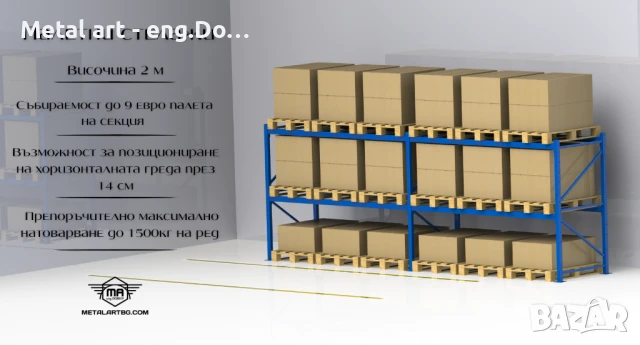 Палетни стелажи на ТОП цена, започваща от 270лв/л.м, снимка 4 - Стелажи и щандове - 51350524