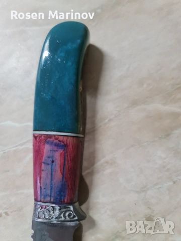 Изработен от високо качествена руска стомана 65×13 закален на 56/58 HRC  гравиран в нашата  работилн, снимка 12 - Ножове - 53174849