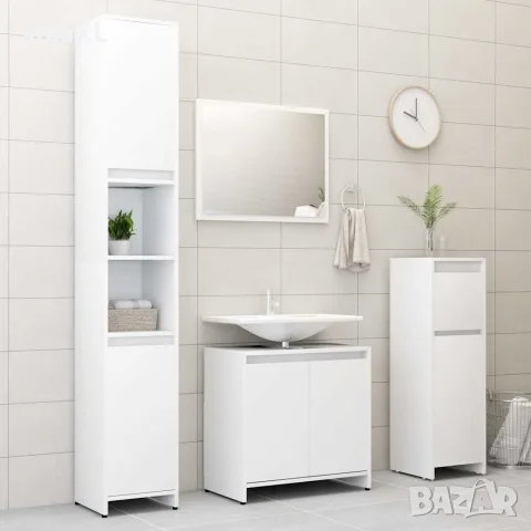 vidaXL Шкаф за баня, бял, 30x30x95 см, инженерно дърво, снимка 4 - Шкафове - 56147862